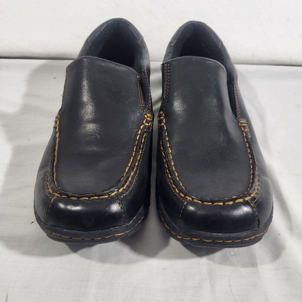 Børn Women's  Black Leather Round Toe Slip On Loafer Shoes Size 10.5